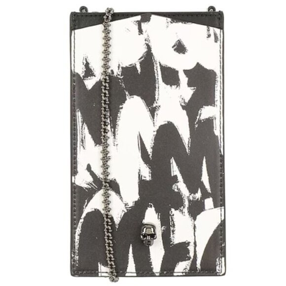 Alexander McQueen Handbags - Alexander McQueen Skull Leather Phone-Case-On-Chain Black & White